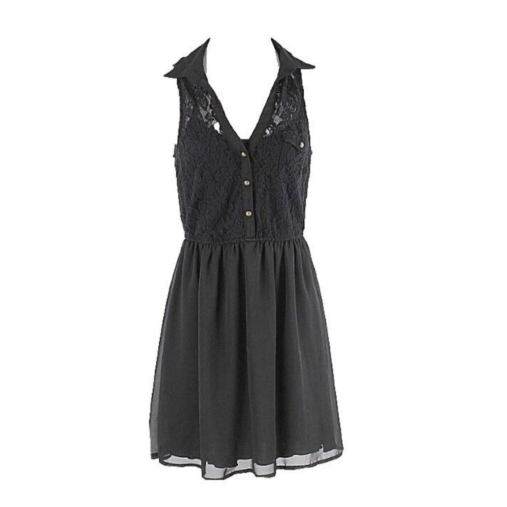 Speechless Sz S Black Lace Top Sheer Lined Skirt Poly Cotton Nylon Dress - Picture 1 of 5